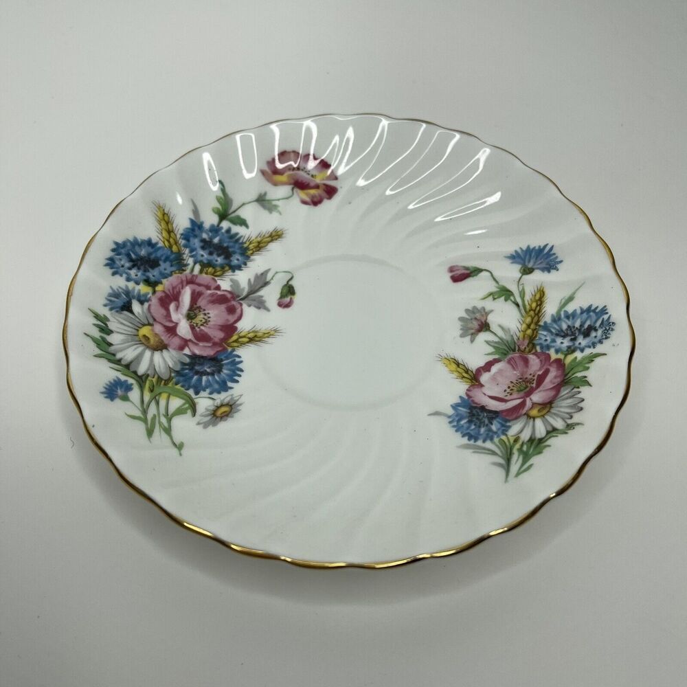AYNSLEY Tea Cup Saucer‎ Swirl Floral Gold Trim SAUCER ONLY Plate